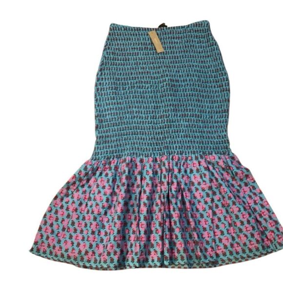 NWT J. CREW Smocked Mermaid Midi Skirt in Floral Block Sz 8 - Picture 3 of 9